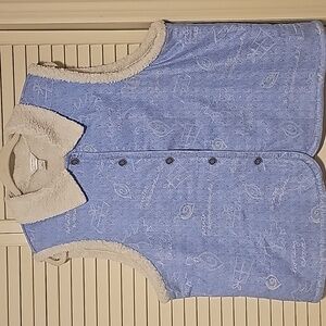 Vintage CJ Banks 2X Pastel Blue Sherpa Lined Christmas Vest